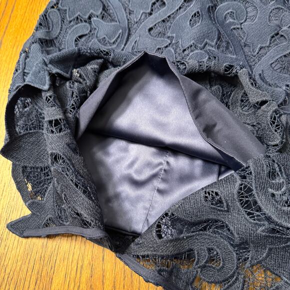 Bardot Navy Blue Lace Midi Dress Women's US 6 Scalloped Hem Cocktail Bodycon - Picture 8 of 14